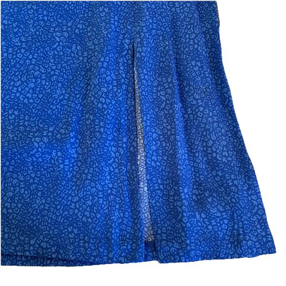 On 34th Women’s Blue Animal Print Midi Lightweight Skirt Large Viscose Side Zip - Picture 4 of 11